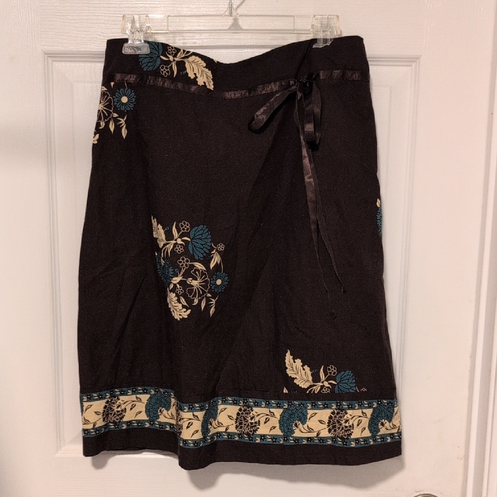 Floral Skirt in Gorgeous Chocolate Brown and Blue